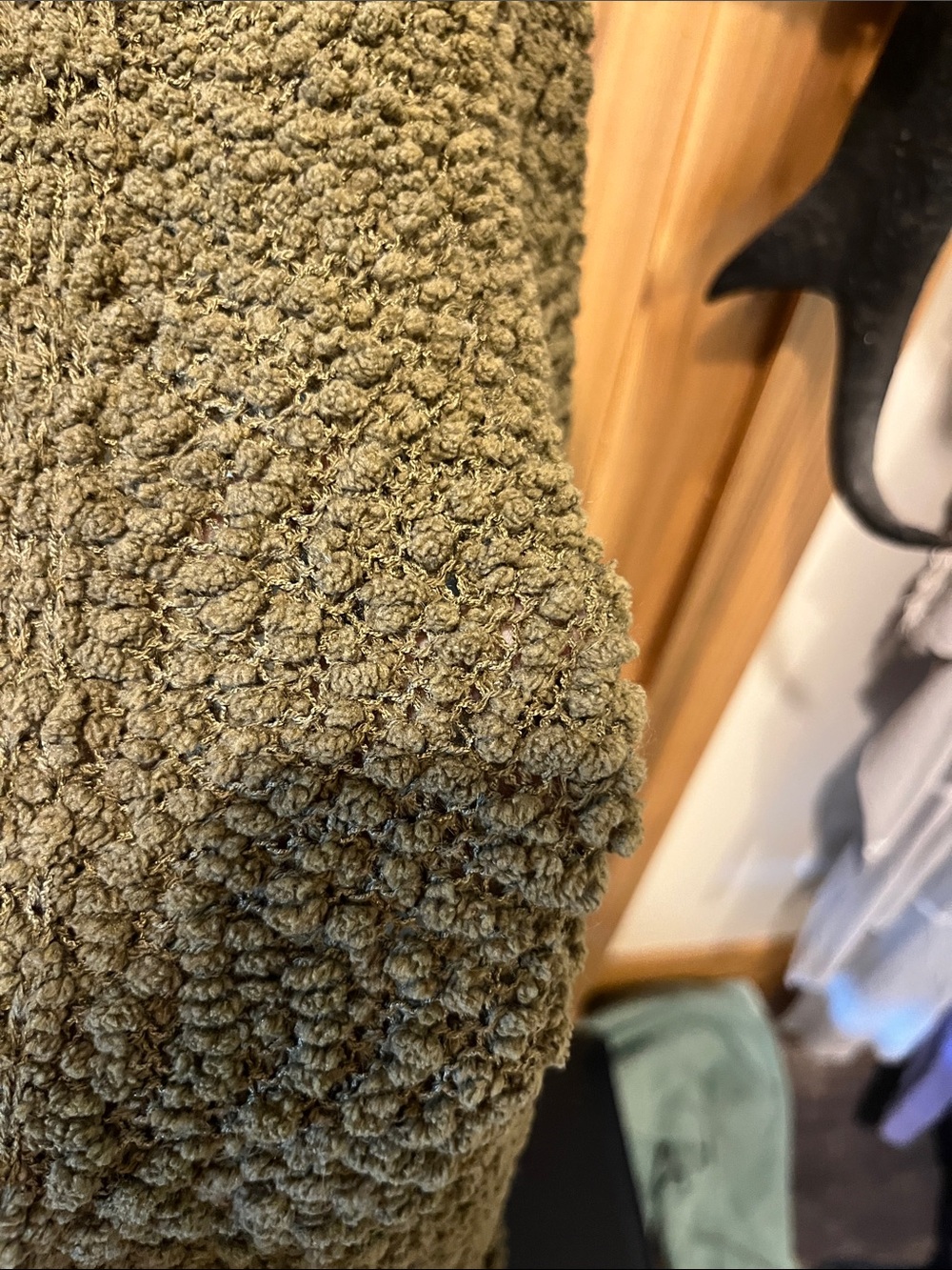 Zenana Outfitters Olive Green Plush Sherpa Open-Front Cardigan - Picture 6 of 10